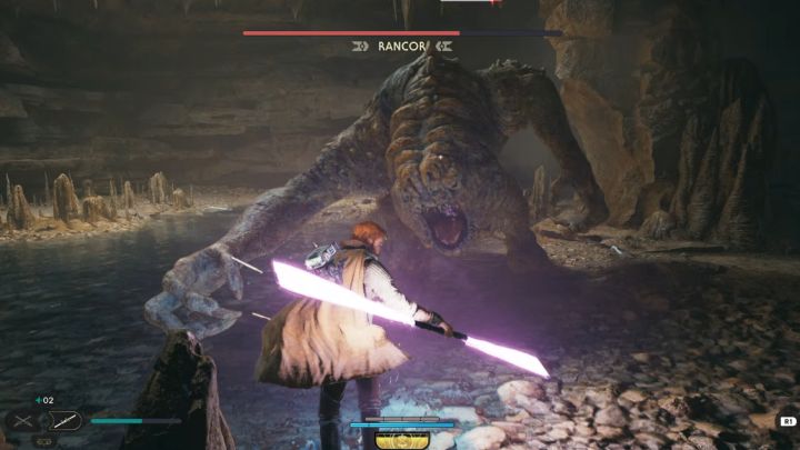 Boss polega też na zwykłych atakach, które mogą być np - Jedi Survivor: Jak pokonać bossa Rancor (Wilgotna grota na Koboh)? - Star Wars Jedi Survivor - poradnik do gry