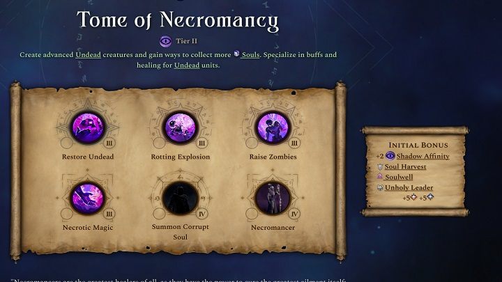 Pasywny bonus tej księgi to +2 punkty więzi cienia, żniwiarz dusz, studnia dusz i plugawy lider - Age of Wonders 4: Księgi Magii - Age of Wonders 4 - poradnik do gry