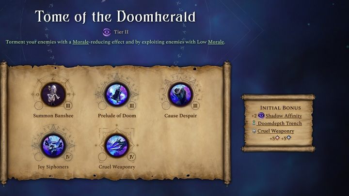 Pasywny bonus tej księgi to +2 punkty więzi cienia, okopy stracenia i okrutne oręże - Age of Wonders 4: Księgi Magii - Age of Wonders 4 - poradnik do gry