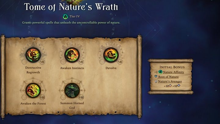 Pasywny bonus tej księgi to +2 punkty więzi natury, źródło natury, ogród ukojenia, ikona inspiracji - Age of Wonders 4: Księgi Magii - Age of Wonders 4 - poradnik do gry