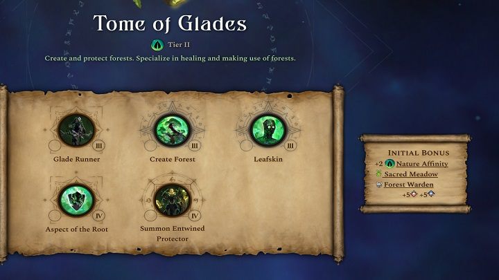 Pasywny bonus tej księgi to +2 punkty więzi natury, pola obfitości i ożywienie - Age of Wonders 4: Księgi Magii - Age of Wonders 4 - poradnik do gry