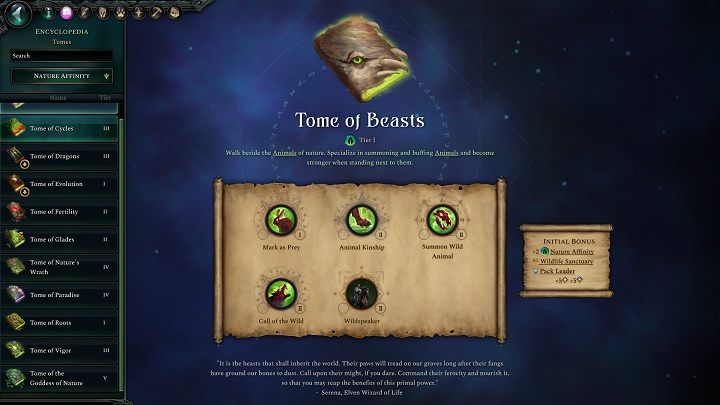Jeżeli zdecydujecie się na wybór ksiąg Natury jako priorytetu w Waszych badaniach, możecie liczyć na wysokie bonusy do więzi natury - Age of Wonders 4: Księgi Magii - Age of Wonders 4 - poradnik do gry