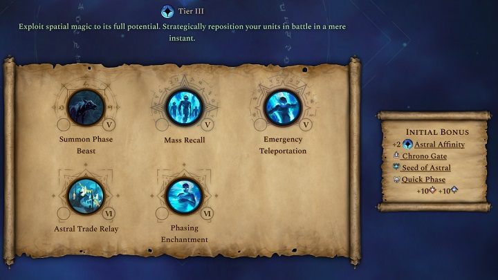 Pasywny bonus tej księgi to +2 punkty więzi astralnej, brama czasu, ziarno astralne i szybka faza - Age of Wonders 4: Księgi Magii - Age of Wonders 4 - poradnik do gry