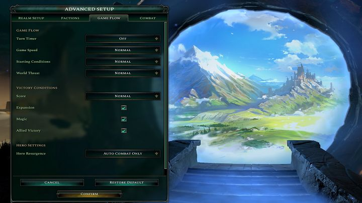 Ostatnią dostępną zakładką jest ta o nazwie Walka, z jej pomocą będziecie mogli zmienić ustawienia dotyczące bitew rozgrywanej w tworzonej przez was krainie - Age of Wonders 4: Tworzenie krain - Age of Wonders 4 - poradnik do gry