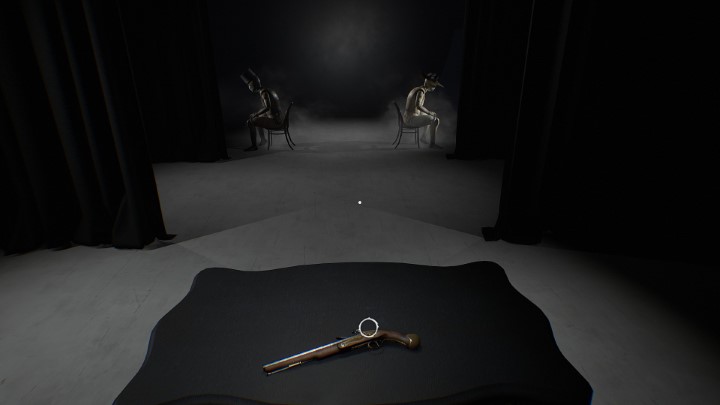 Po dotarciu do sali z manekinami, staniecie przed wyborem postrzelania jednego z manekinów - Layers of Fear (2023): Historia Aktora opis przejścia - Layers of Fear 3 - poradnik do gry