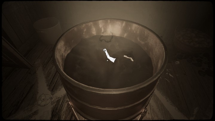 Po zebraniu wszystkich części ciała z pomieszczenia za kuchnią, dodajcie je do gotującego się nad ogniem gara - Layers of Fear (2023): Historia Aktora opis przejścia - Layers of Fear 3 - poradnik do gry