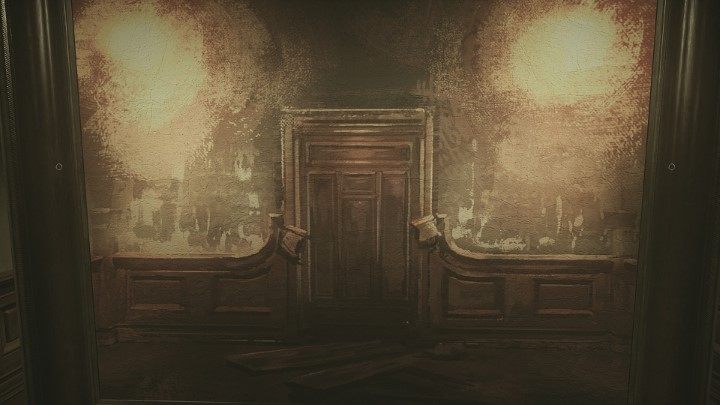 Gdy zbierzecie cały komplet, przesuńcie obraz w taką stronę, by ukazywał on drzwi z zerwanymi deskami - Layers of Fear (2023): Historia Muzyczki - Layers of Fear 3 - poradnik do gry