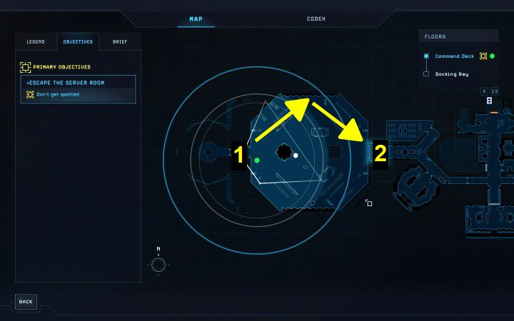 Przykładową trasę wędrówki pokazuje obrazek 1 - Aliens Dark Descent: Jak uciec z serwerowni i unikać ksenomorfa? - Aliens Dark Descent - poradnik do gry