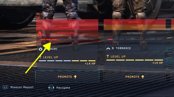 O nałożeniu traumy na członka oddziału możecie dowiedzieć się na ekranie podsumowania misji - Aliens Dark Descent: Jak pozbyć się traumy? - Aliens Dark Descent - poradnik do gry