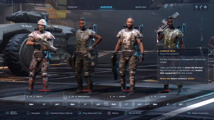 Po tym jak ukończycie prolog kampanii i po raz pierwszy traficie na pokład USS Otago przydzielona Wam zostanie grupa 4 marines - Aliens Dark Descent: Jak zmienić wygląd marines z oddziału? - Aliens Dark Descent - poradnik do gry