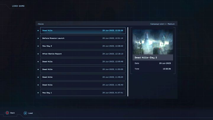 W menu głównym lub w menu pauzy możecie wybrać opcję wczytania stanu gry - Aliens Dark Descent: Czy można zapisywać grę? - Aliens Dark Descent - poradnik do gry