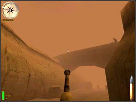 Po dotarciu do widocznego na screenie mostu zatrzymaj się i zestrzel znajdujących się na górze snajperów - Battle Of Kasserine Pass I (2) | MISJA 1 - Tunisia | MoHAA Breakthrough - Medal of Honor: Allied Assault - Breakthrough - poradnik do gry