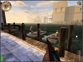 Skieruj się w stronę widocznych łodzi - Bizerte Canal (1) | MISJA 3 - Tunisia | MoH Alied Assault Breakthrough - Medal of Honor: Allied Assault - Breakthrough - poradnik do gry
