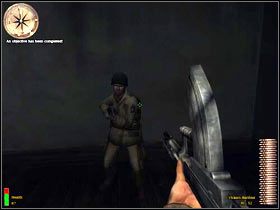 Zignoruj chwilowo mające tu miejsce walki i skieruj się do chatki, przy której stoi sojuszniczy żołnierz - Gela (1) | MISJA 7 - Sicily | Medal of Honor Alied Assault Breakthrough - Medal of Honor: Allied Assault - Breakthrough - poradnik do gry