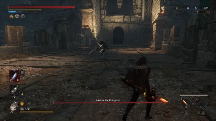 Po wejściu na arenę, Laxasia Kompletna najpewniej rozpocznie atak od szarży lub skoku - Lies of P: Jak pokonać bossa Laxasia Kompletna? - Lies of P - poradnik do gry