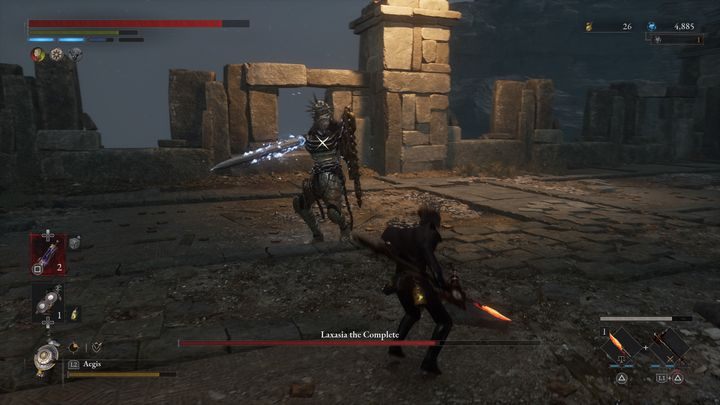 Boss może również wykonać odskok do tyłu, aby po chwili w szybkim tempie doskoczyć w Waszą stronę, wykonując pchnięcie mieczem - Lies of P: Jak pokonać bossa Laxasia Kompletna? - Lies of P - poradnik do gry