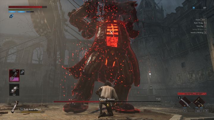 Jeśli zobaczycie, że boss uderzył bardzo mocno w ziemię swoją bronią i przez krótki czas stoi w bezruchu, to pod żadnym pozorem nie atakujcie go więcej niż raz - Lies of P: Jak pokonać bossa Tamburmajor? - Lies of P - poradnik do gry