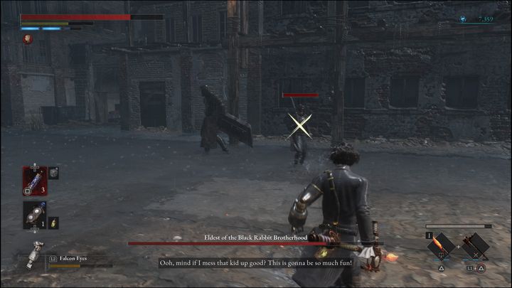 W przypadku, gdy Najstarszy zacznie atak horyzontalny, podnosząc przy tym jedną z nóg, zacznie atakować pięciokrotnie - Lies of P: Jak pokonać bossa Najstarszy z Bractwa Czarnych Królików? - Lies of P - poradnik do gry