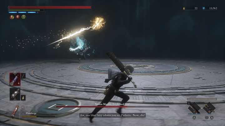 Drugą z opcji może być stworzenie na niebie portalu, z którego zaczną wyłaniać się po chwili żółte pociski - Lies of P: Jak pokonać bossa Simon Manus, Ręka Boga / Simon Manus, Przebudzony Bóg? - Lies of P - poradnik do gry