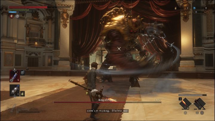 Boss może również dwukrotnie zaatakować rękoma - Lies of P: Jak pokonać bossa Król Marionetek / Romeo, Król Marionetek? - Lies of P - poradnik do gry