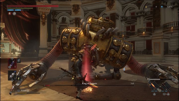 Jeśli zdrowie bossa zacznie świecić się na biało, użyjcie ładowanego, mocnego ataku, aby go ogłuszyć - Lies of P: Jak pokonać bossa Król Marionetek / Romeo, Król Marionetek? - Lies of P - poradnik do gry