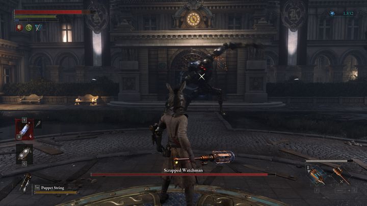 W pierwszej fazie boss będzie poruszać się powoli, jednak jego ataki mają bardzo duży zasięg, dlatego bądźcie przygotowani na blok lub unik nawet jeśli Porzucony stróż stać będzie daleko od Was - Lies of P: Porzucony stróż - Lies of P - poradnik do gry