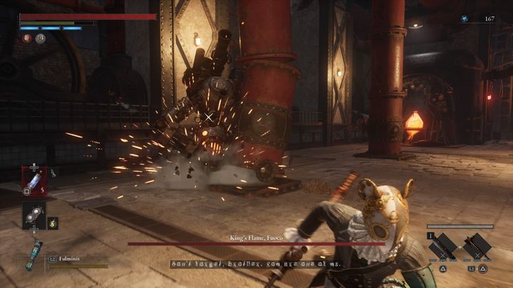 Boss bardzo często będzie atakował młotem, jeśli będziecie znajdowali się blisko - Lies of P: Jak pokonać bossa Płomień Króla, Fuoco? - Lies of P - poradnik do gry