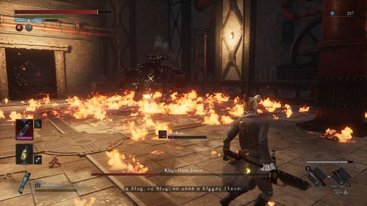 Gdy zdrowie bossa spadnie poniżej 50%, oddali się od Was i stanie w miejscu - Lies of P: Jak pokonać bossa Płomień Króla, Fuoco? - Lies of P - poradnik do gry