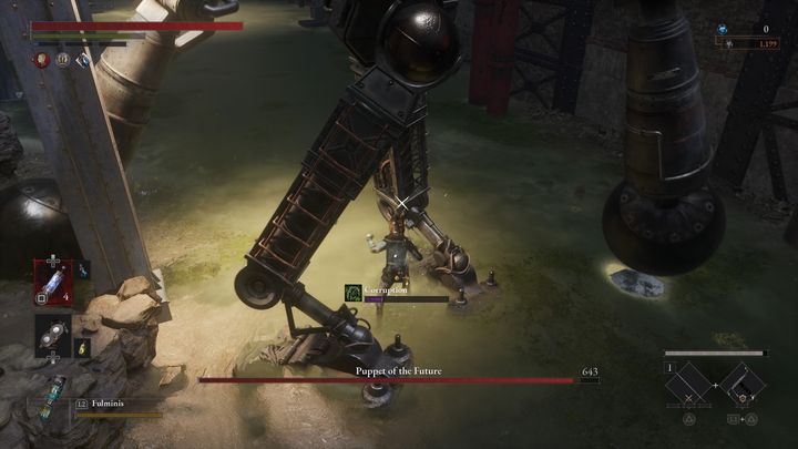 Jeśli jednak będziecie zbyt dużo czasu stać pod nim, oprze się on o swoje ręce, podniesie nogi w górę i z impetem uderzy nimi o ziemie, tworząc falę na małym obszarze - Lies of P: Jak pokonać bossa Marionetka przyszłości? - Lies of P - poradnik do gry