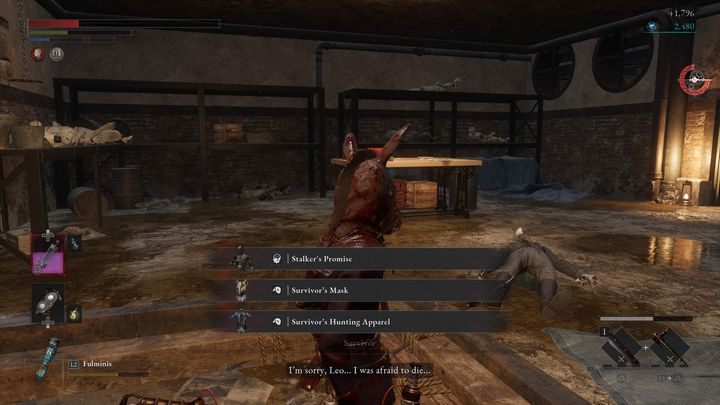 Za pokonanie Ocalałego otrzymacie 1796 Ergo, Maskę ocalałego, Strój myśliwski ocalałego oraz gest Obietnica tropiciela - Lies of P: Jak pokonać bossa Ocalały? - Lies of P - poradnik do gry