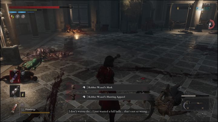 Za pokonanie Łasicy Rozbójniczki otrzymacie 3072 Ergo, Maskę Łasicy Rozbójniczki oraz Strój myśliwski Łasicy Rozbójniczki - Lies of P: Jak pokonać bossa Łasica Rozbójniczka? - Lies of P - poradnik do gry