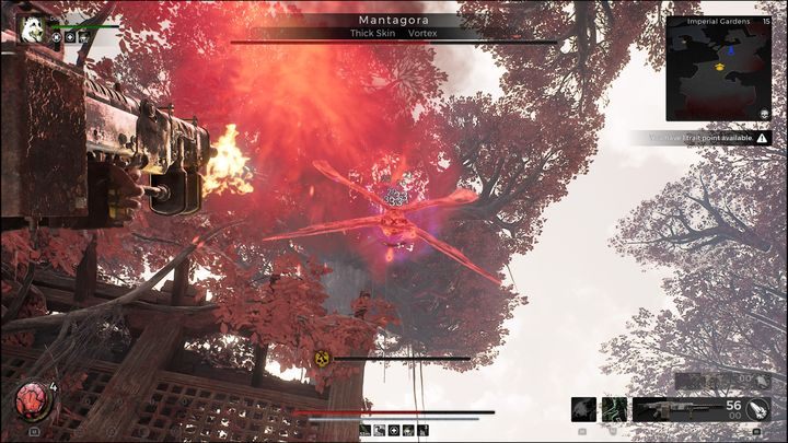 Przez większość czasu po zaatakowaniu Mantagory, będzie ona uciekać z Waszego pola widzenia, okazjonalnie tworząc nowe posiłki i strzelając w Waszą stronę pociskami - Remnant 2: Jak pokonać Mantagora? - Remnant 2 - poradnik do gry