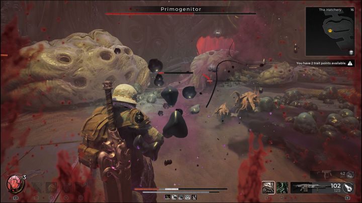 Jeśli którykolwiek z pocisków trafi leżące na ziemi zwłoki latających stworzeń, narodzą się nich z pasożyty - Remnant 2: Jak pokonać Primogenitor? - Remnant 2 - poradnik do gry