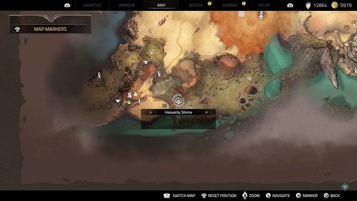 Aby zdobyć następną kapliczkę, musicie udać się do południowo-zachodniej części mapy i wejść na wielką górę - Atlas Fallen: Wszystkie Niebiańskie Kapliczki - Atlas Fallen - poradnik do gry