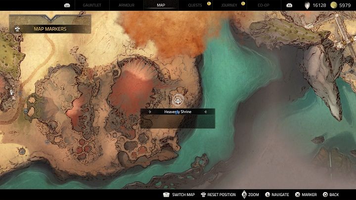 Pozostając na pustynnym obszarze i wchodząc na wzniesienie udajcie się trochę na wschód, a znajdziecie kolejną kapliczkę - widoczna jest już w oddali - Atlas Fallen: Wszystkie Niebiańskie Kapliczki - Atlas Fallen - poradnik do gry