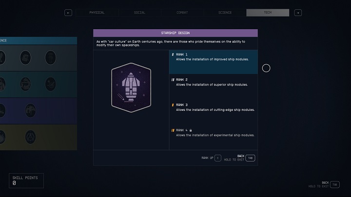 Zabierając się za budowę własnego statku warto zainwestować w dwie umiejętności - Starfield: Jak budować statki? - Starfield - poradnik do gry