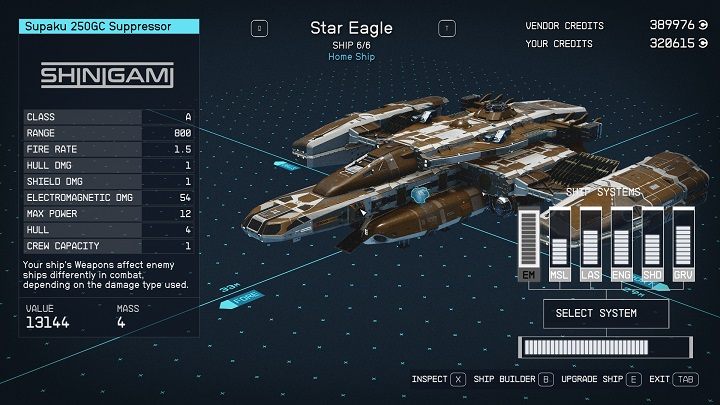 Star Eagle to statek klasy A, co oznacza, że nie dysponuje zbyt dużą siłą ognia, ale jest bardzo mobilny - Starfield: Jak zdobyć statek Star Eagle? - Starfield - poradnik do gry