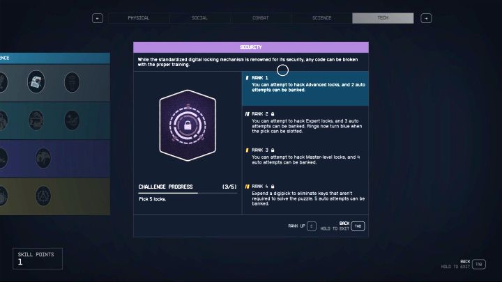 Pierwsze 3 umiejętności możecie odblokować dzięki ustawieniu przeszłości bohatera w oknie kreatora, a wszystkie kolejne są do odblokowania dzięki punktom rozwoju - Starfield: Porady na start - Starfield - poradnik do gry