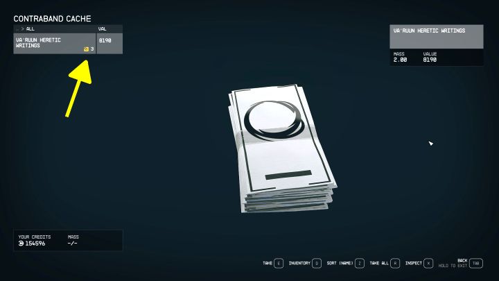 Sprzęt pochodzący z kradzieży ma oddzielną czerwoną ikonę - nie jest on traktowany jako kontrabanda, choć w razie aresztowania też zostanie Wam odebrany - Starfield: Gdzie sprzedawać kontrabandę? - Starfield - poradnik do gry