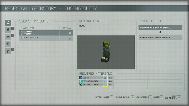 Kiedy już zaczniecie śledzić konkretne materiały do badań, pojawi się przy nich ikona przedstawiająca niewielką, niebieską lupę - Starfield: Jak znaleźć materiały do badań? - Starfield - poradnik do gry