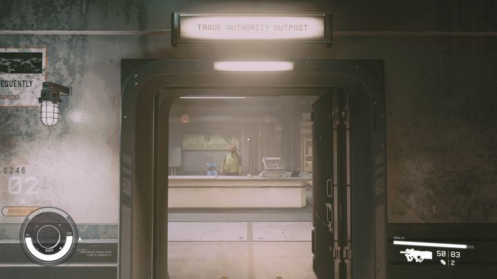 Placówka urzędu handlowego znajduje się nieco głębiej, aczkolwiek również po prawej stronie - Starfield: Handlarze i sklepy - Cydonia - Starfield - poradnik do gry