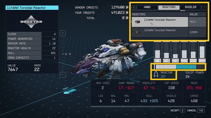Możecie też kupować części, które zwiększą ilość mocy w konkretnych systemach - Starfield: Jak przekierować moc na statku? - Starfield - poradnik do gry