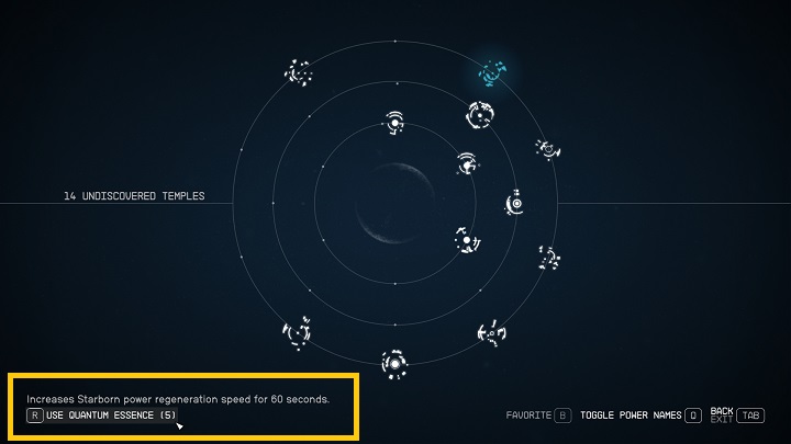 Pasek mocy regeneruje się dosyć wolno, a każda zdolność zużywa jego różną ilość - są i takie moce, które na raz wykorzystają cały zapas - Starfield: Jak gromadzić Esencję Kwantową? - Starfield - poradnik do gry