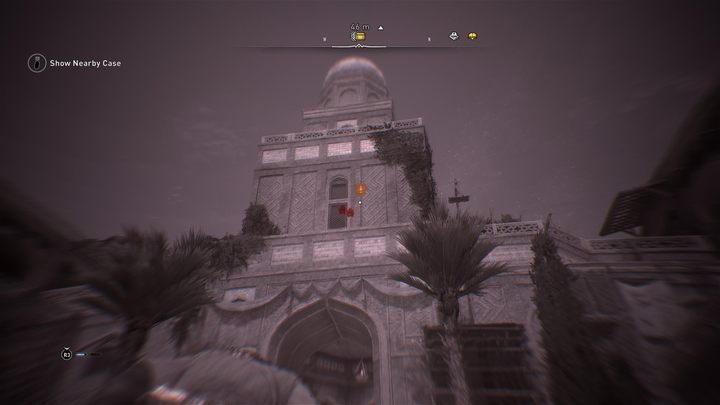 Stojąc na dziedzińcu Domu Mądrości, aktywujcie Wzrok orła - AC Mirage: Jak dostać się do skrzyni w Domu mądrości? - AC Mirage - poradnik do gry