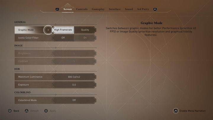 W menu opcji skierujcie się do zakładki Obraz - AC Mirage: Opcje graficzne na konsoli - AC Mirage - poradnik do gry