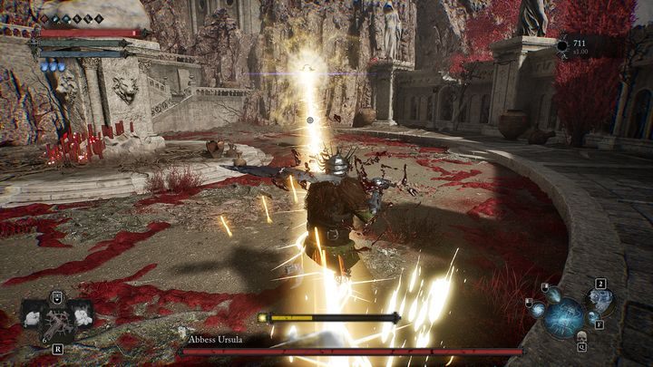 Zazwyczaj boss będzie strzelać promieniem blasku, który podąży będzie za Waszą postacią - Lords of the Fallen: Jak pokonać bossa Ursula, matka przełożona? - Lords of the Fallen - poradnik do gry