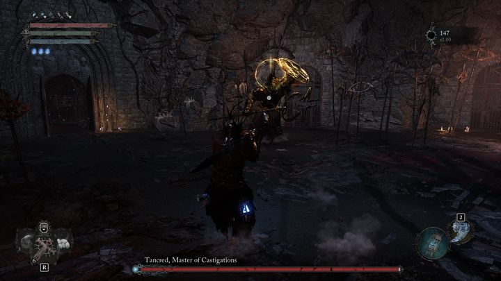 Gdy boss podniesie swoją tarczę, uderzy on nią o ziemię - Lords of the Fallen: Jak pokonać bossa Tancred, Najwyższy Karciciel - Lords of the Fallen - poradnik do gry