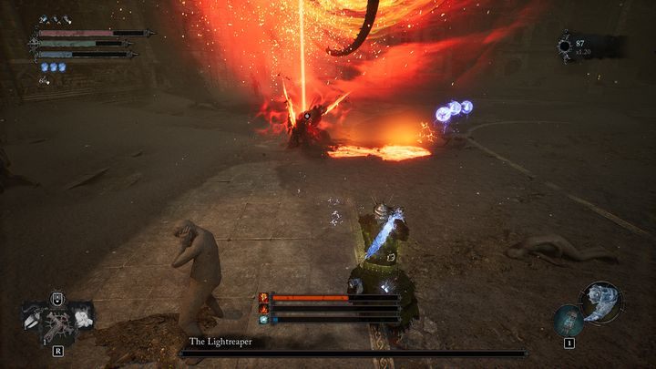 Jeśli z jego ciała wydobywać się będzie czerwony promień, który skierowany będzie w górę, po chwili stworzy on portal i przyzwie smoka - Lords of the Fallen: Jak pokonać bossa Żniwiarz Światła? - Lords of the Fallen - poradnik do gry