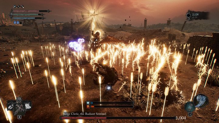 Jeśli jednak nie przerwiecie jej wzmocnienia, to co jakiś czas będzie wysyłała strzałę na arenę - Lords of the Fallen: Jak pokonać bossa Sędzia i Kapłanka, Strażniczka Blasku? - Lords of the Fallen - poradnik do gry