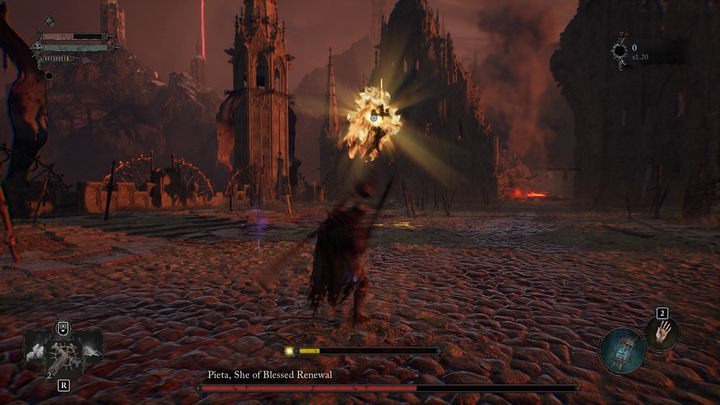 Pieta, Odrodzona w Błogosławieństwie może również wystrzelić promień w Waszą stronę - Lords of the Fallen: Jak pokonać Pieta, Odrodzona w Błogosławieństwie? - Lords of the Fallen - poradnik do gry